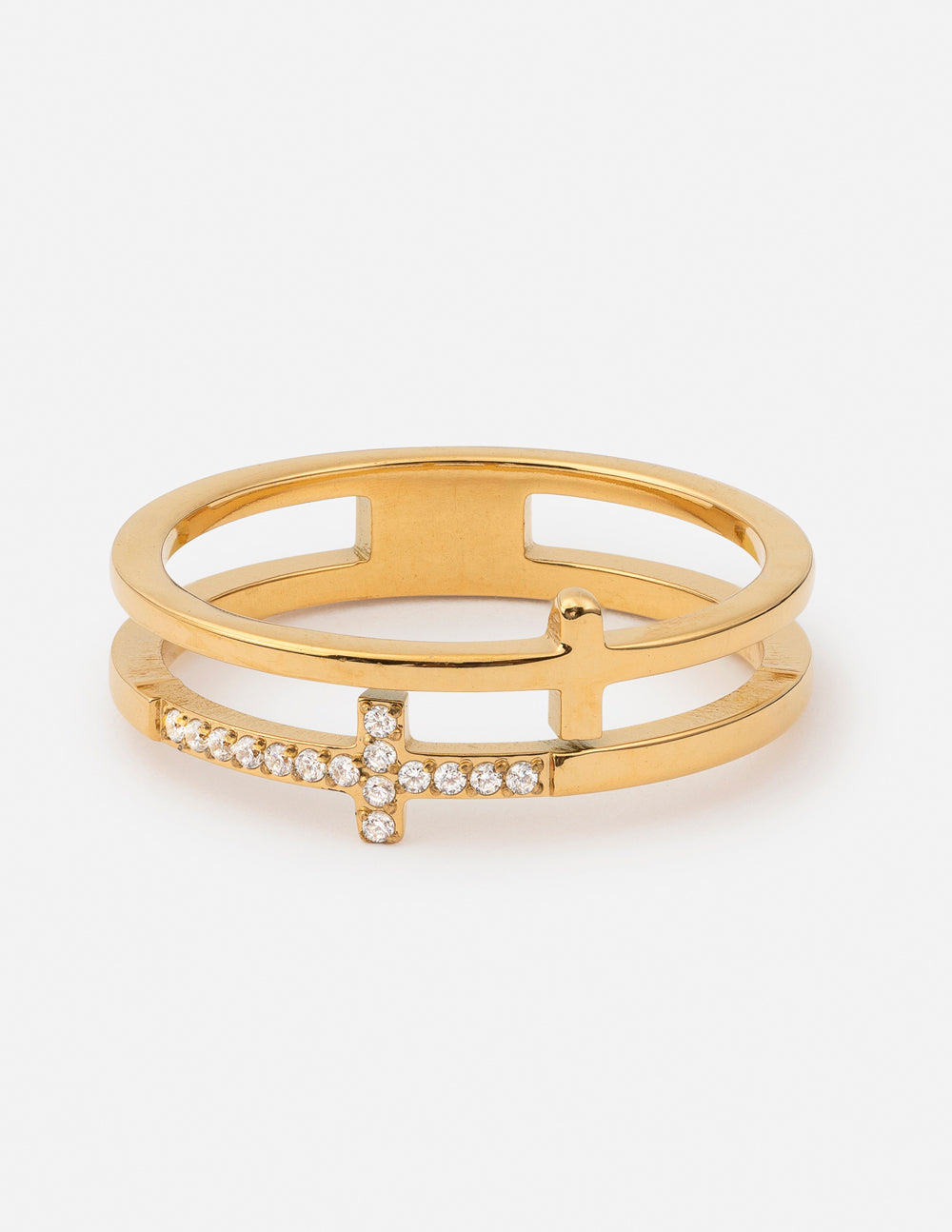 Stacked Cross Gem Ring