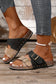 Coffee Two-tone Retro Buckle Straps Slippers