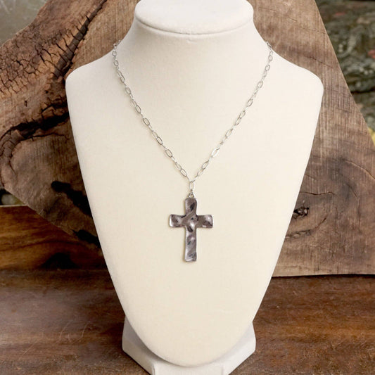 Boho Hammered Cross Necklace