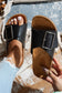 Retro Geometric Print Buckle Strap Flat Slippers