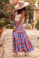 Blue Bohemian Tiered Maxi Skirt