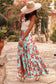 Blue Bohemian Tiered Maxi Skirt