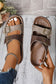 Coffee Two-tone Retro Buckle Straps Slippers