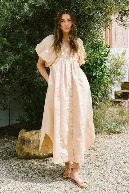 Annie Wear Puff Sleeve Midi Dress