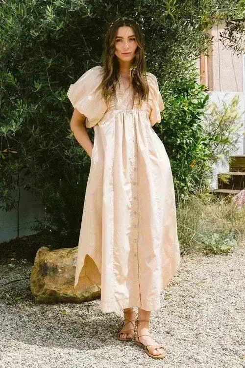 Annie Wear Puff Sleeve Midi Dress