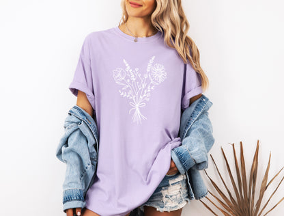 Botanical Bouquet Wildflowers Comfort Colors T Shirt