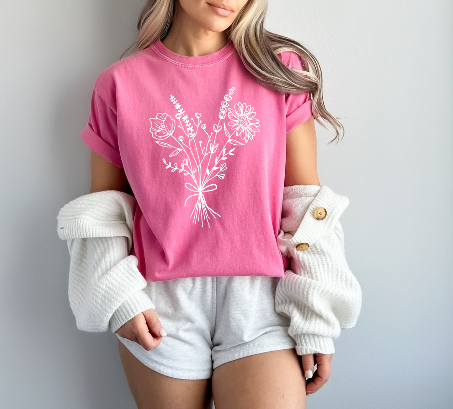 Botanical Bouquet Wildflowers Comfort Colors T Shirt