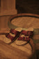 MYRA Falling Feather Red Tooled Leather Sandals
