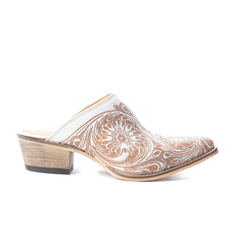 MYRA Valeria White Leather Mules