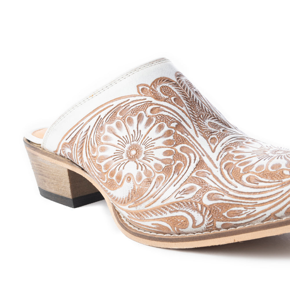 MYRA Valeria White Leather Mules