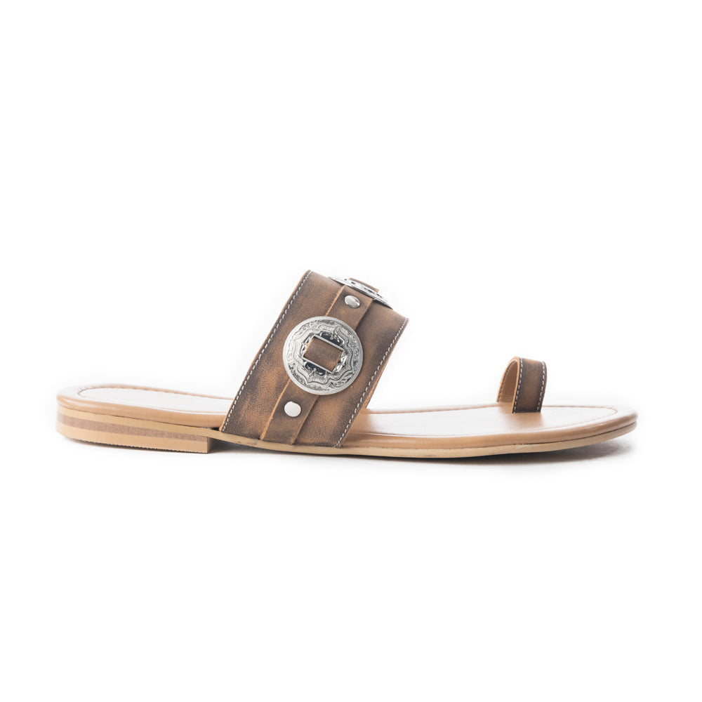 MYRA Sagebrush Concho Sandals In Brown