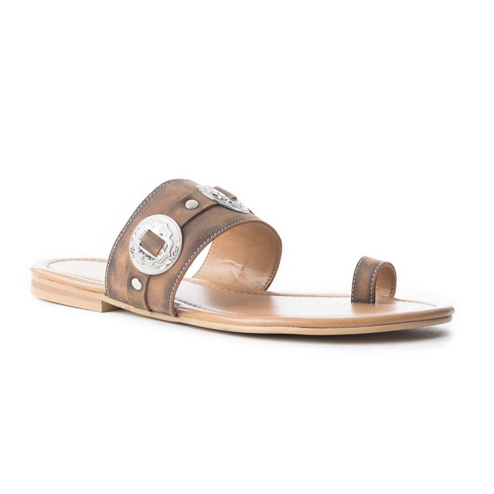 MYRA Sagebrush Concho Sandals In Brown