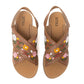 MYRA Lilytrail Embroidered Leather Sandals in Tan