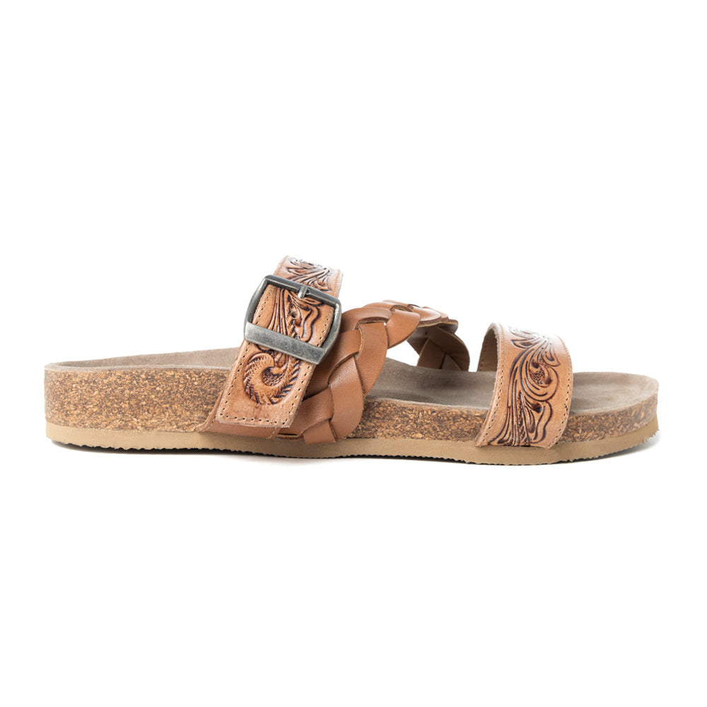 MYRA Dustbark Handtooled Leather Sandals