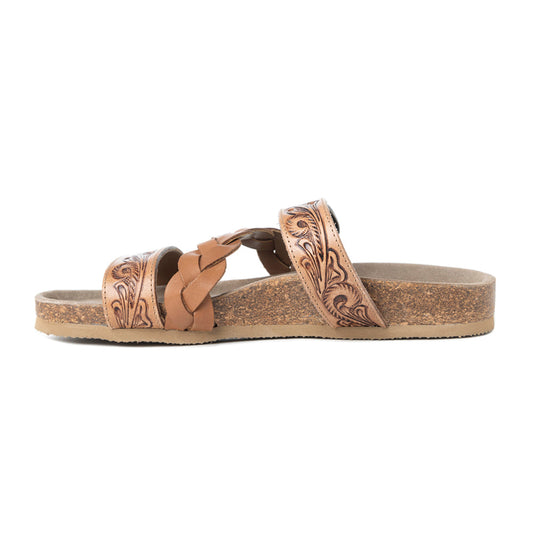 MYRA Dustbark Handtooled Leather Sandals