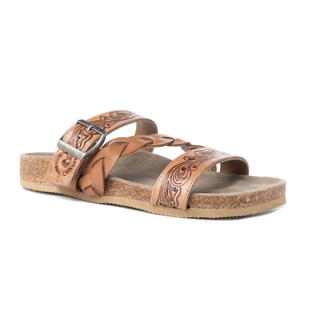 MYRA Dustbark Handtooled Leather Sandals