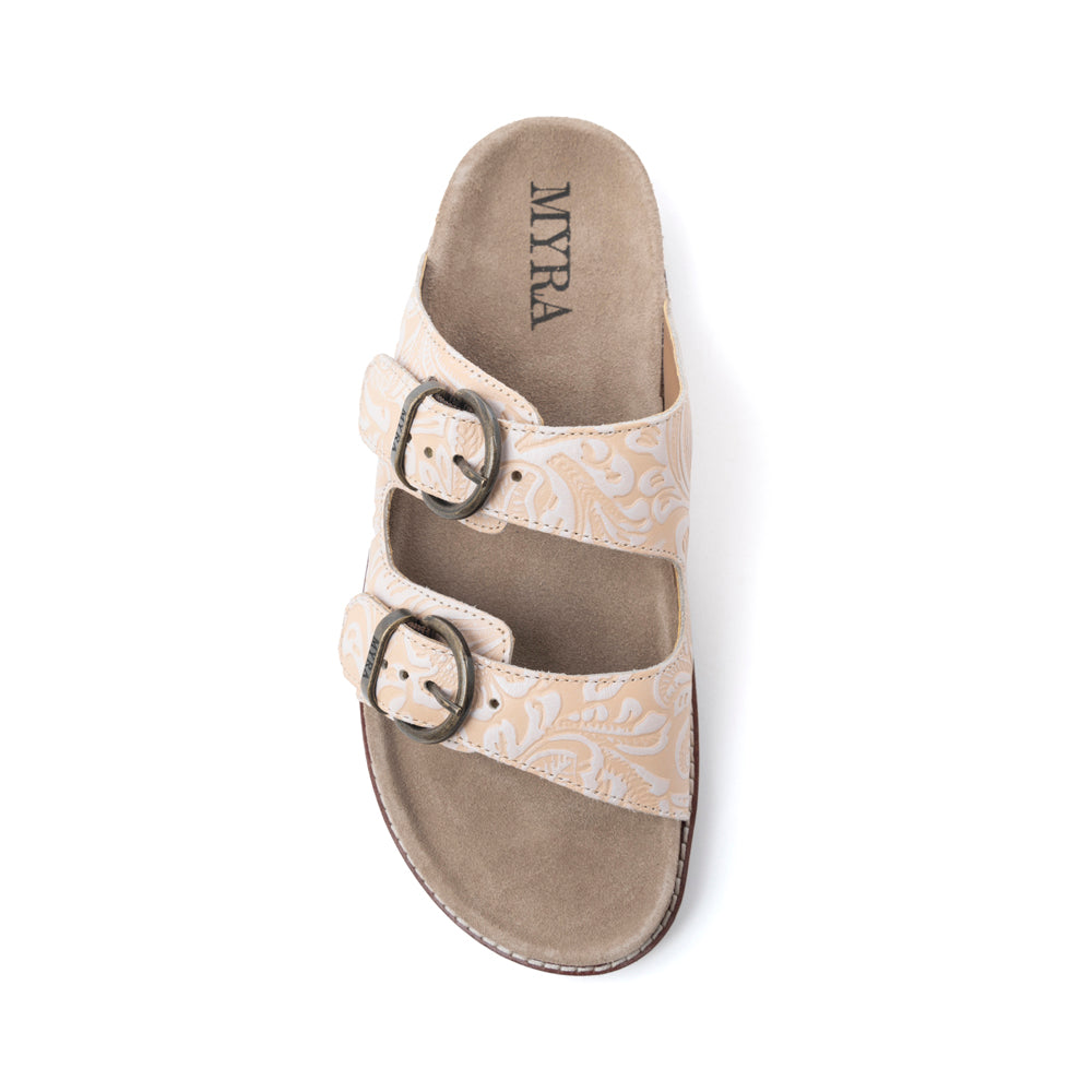 MYRA Desert Lily Embossed Leather Sandals