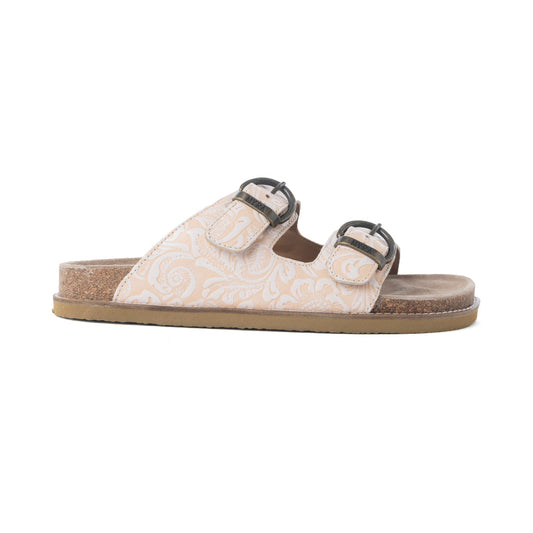 MYRA Desert Lily Embossed Leather Sandals