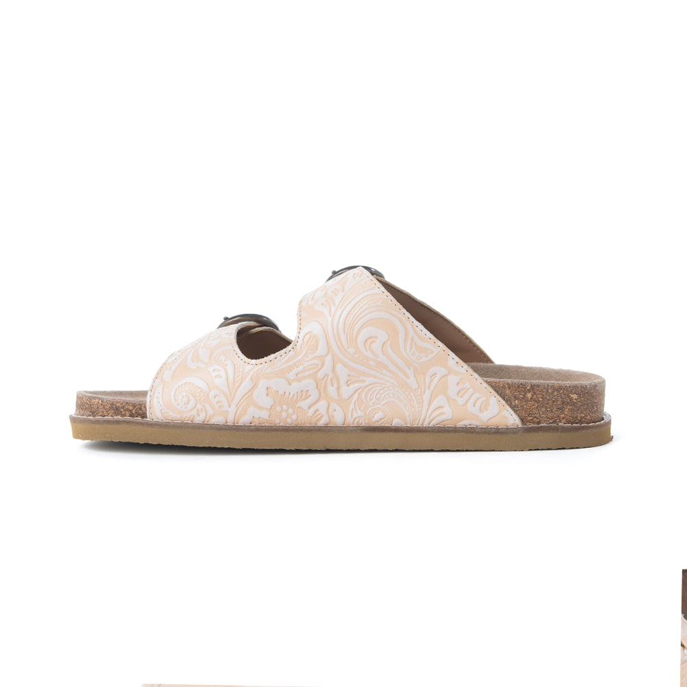 MYRA Desert Lily Embossed Leather Sandals