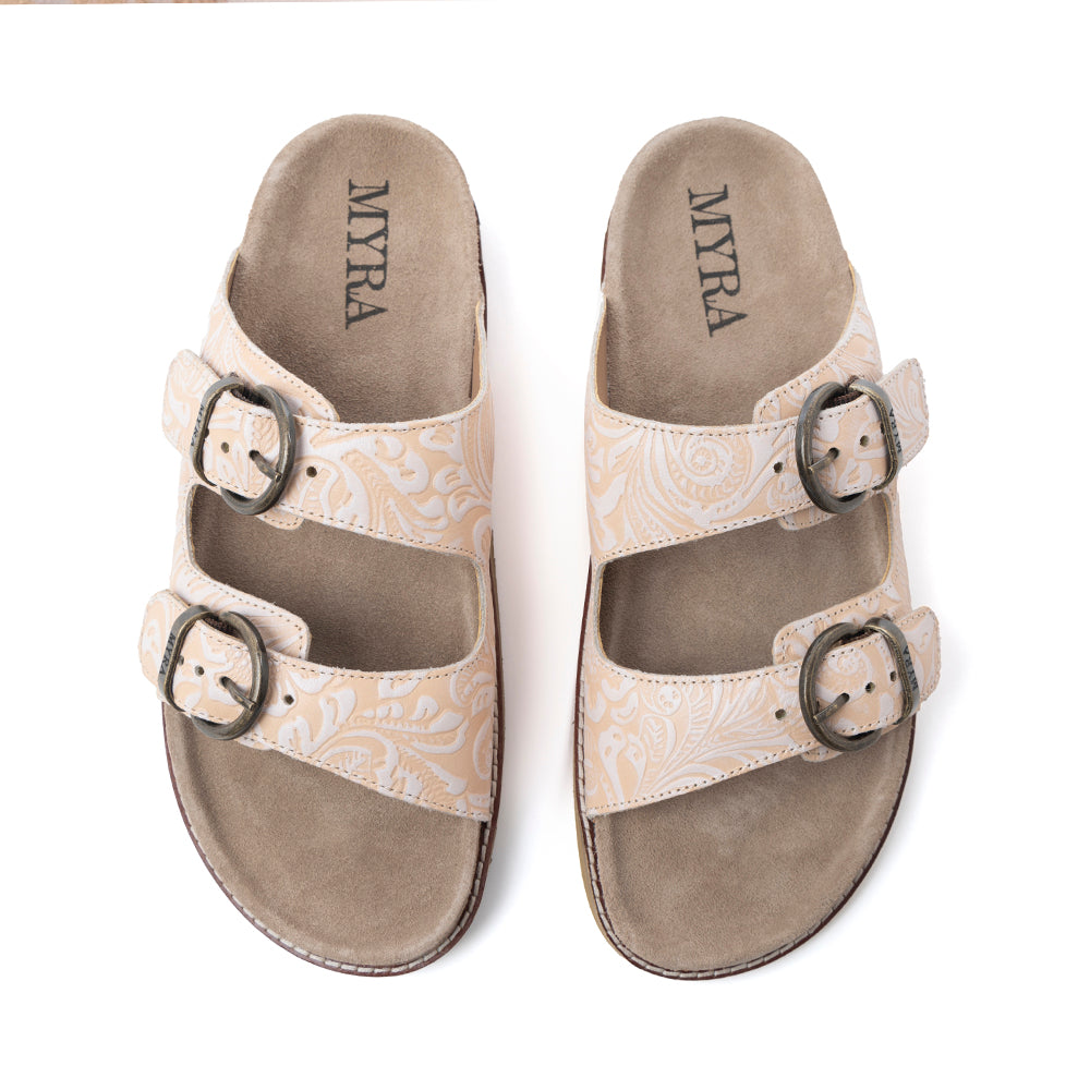MYRA Desert Lily Embossed Leather Sandals