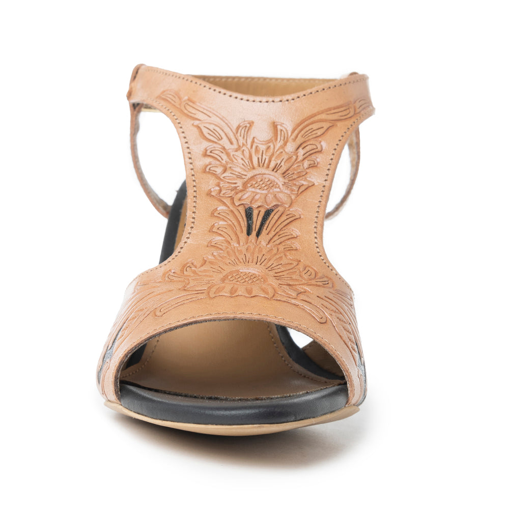 MYRA Rodeo Rose Handtooled Leather Heels