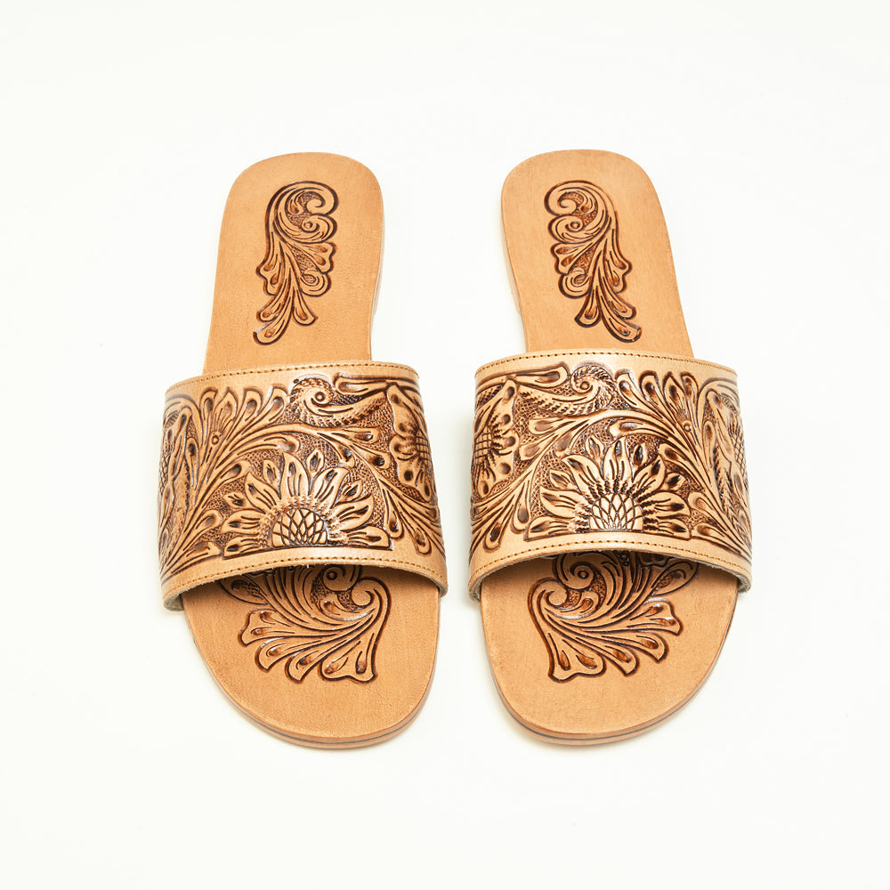 Myra Cactus Lace Handtooled Leather Sandals