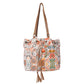 MYRA Southern Bloom Cotton & Leather Bucket Bag