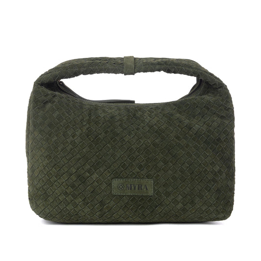 MYRA Saddle Weave Genuine Suede Leather Bag