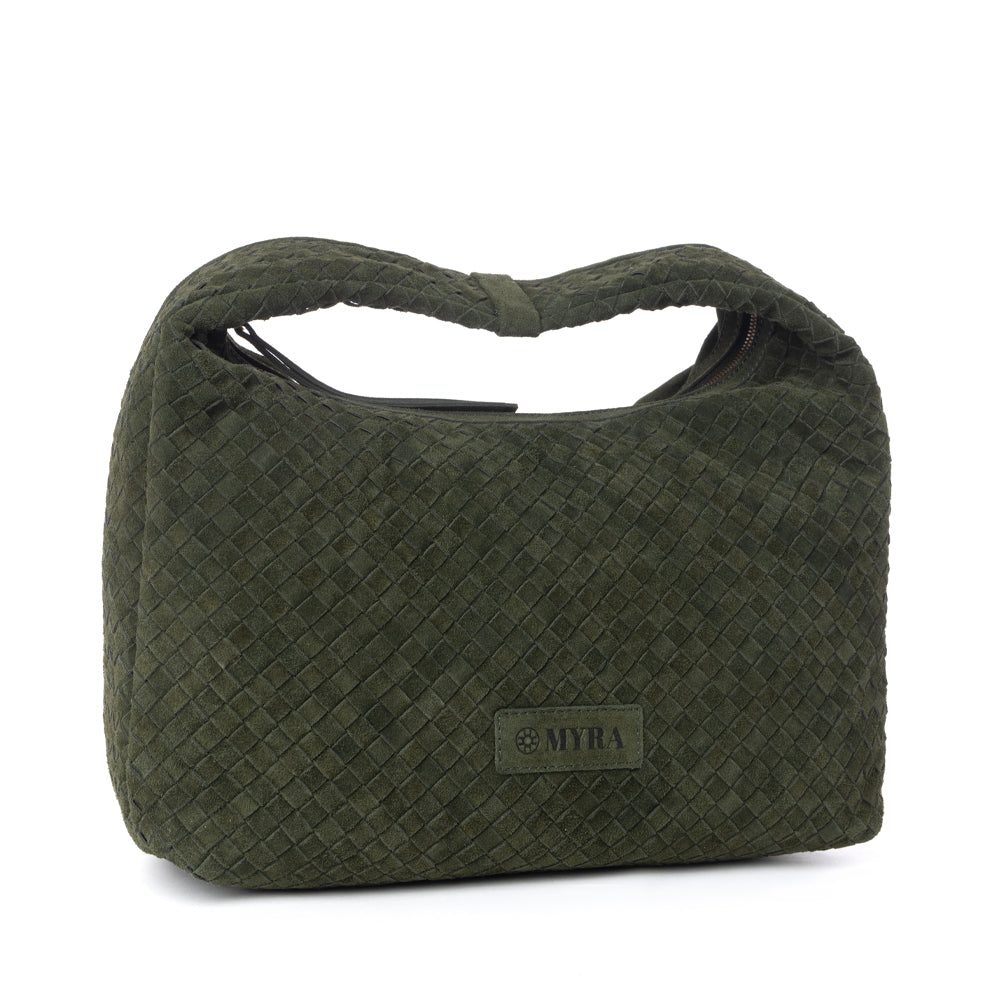 MYRA Saddle Weave Genuine Suede Leather Bag