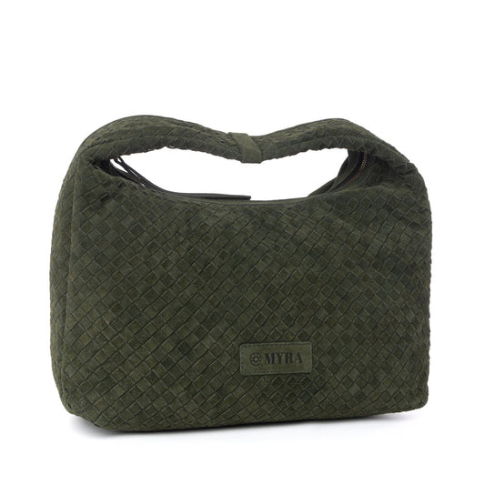 MYRA Saddle Weave Genuine Suede Leather Bag