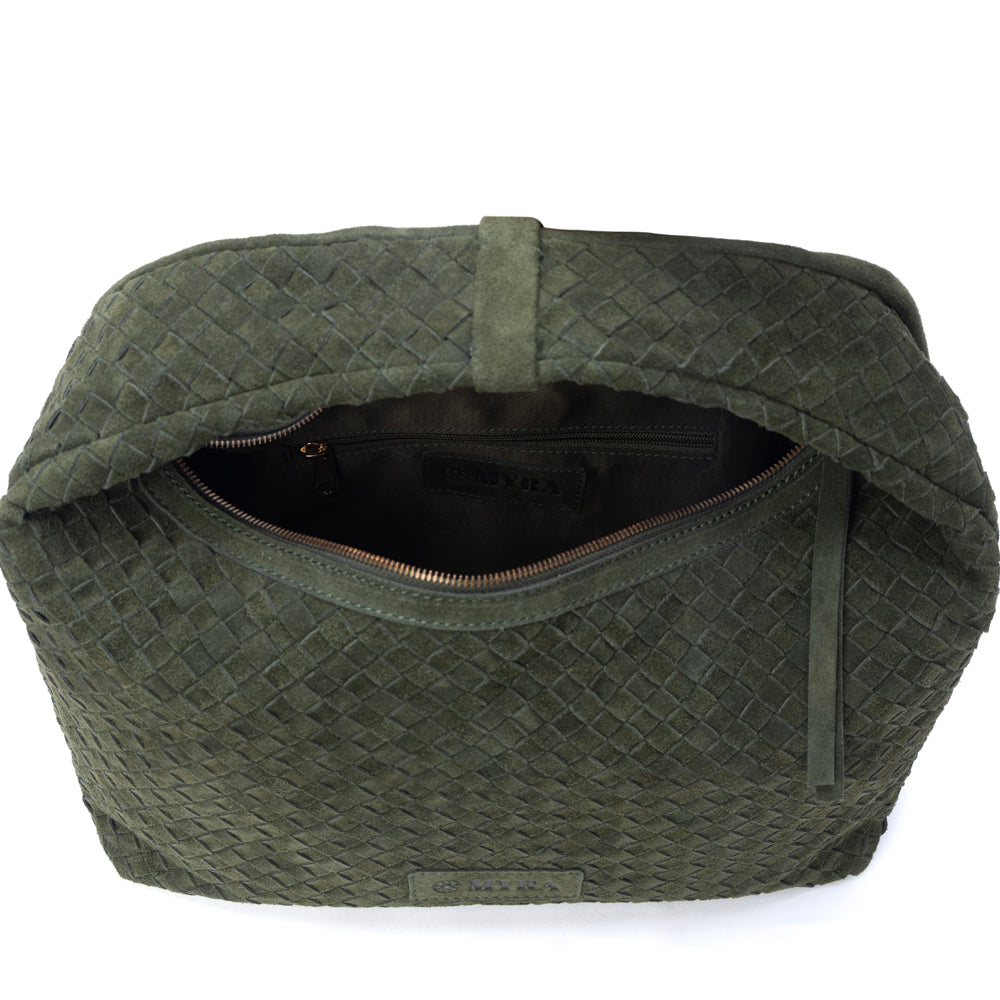 MYRA Saddle Weave Genuine Suede Leather Bag