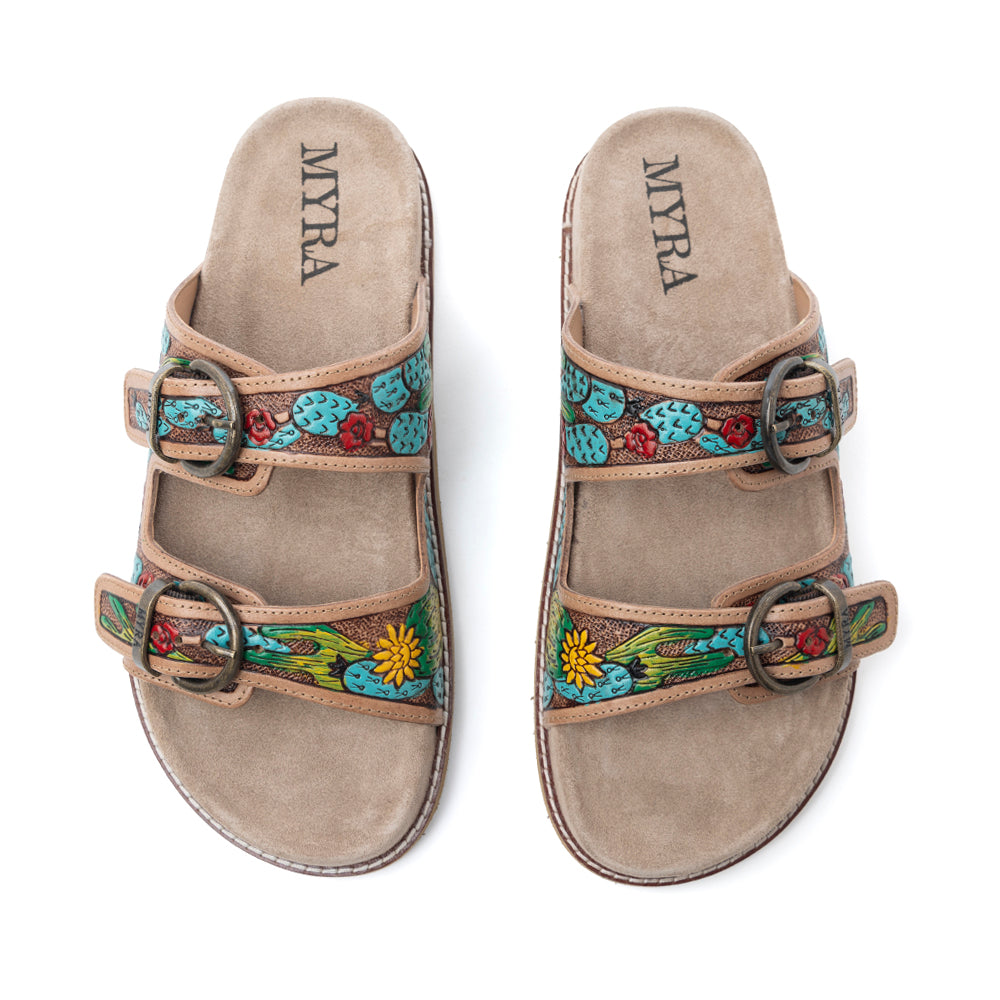 MYRA Rio Verde Handtooled Leather Sandals