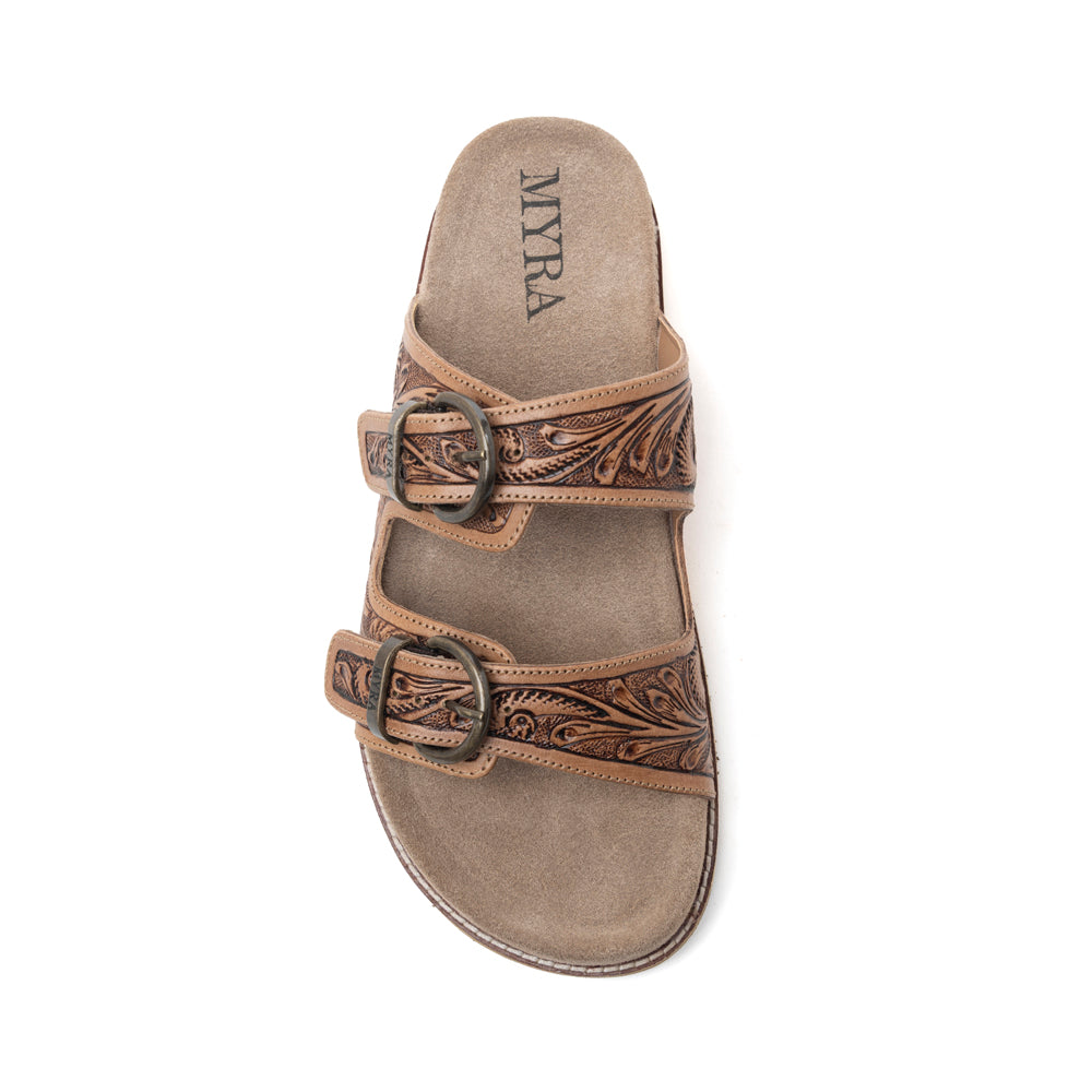 MYRA Willow Bloom Handtooled Leather Sandals