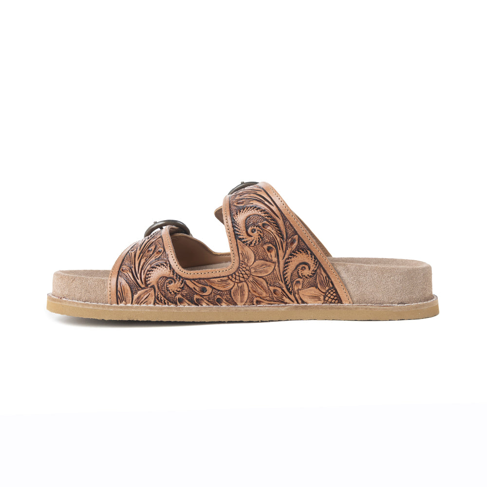 MYRA Willow Bloom Handtooled Leather Sandals