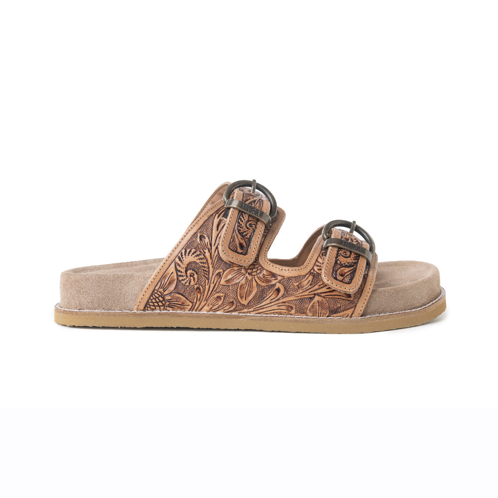 MYRA Willow Bloom Handtooled Leather Sandals