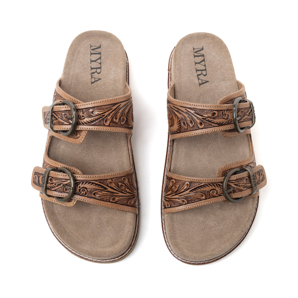 MYRA Willow Bloom Handtooled Leather Sandals