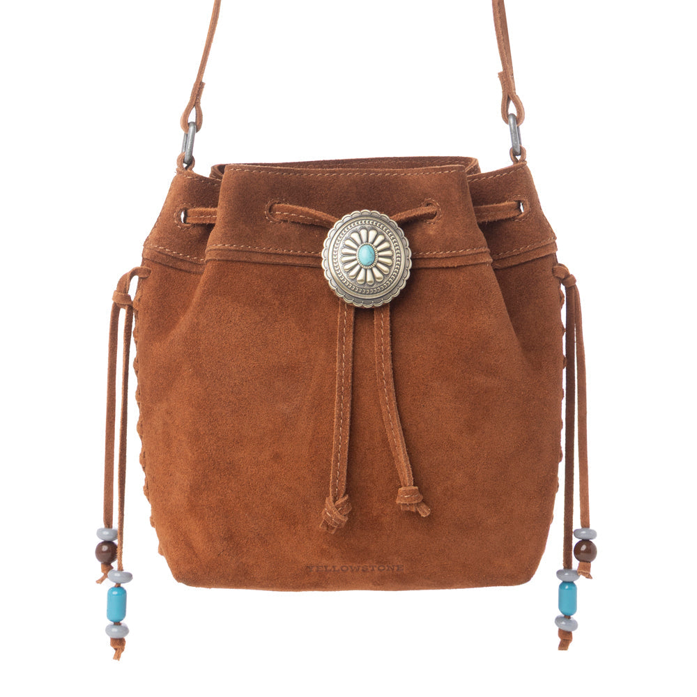 MYRA Yellowstone Sundown Ember Suede Leather Bucket Bag