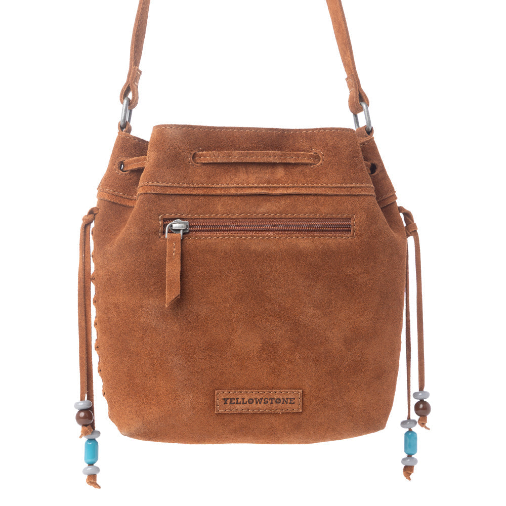 MYRA Yellowstone Sundown Ember Suede Leather Bucket Bag