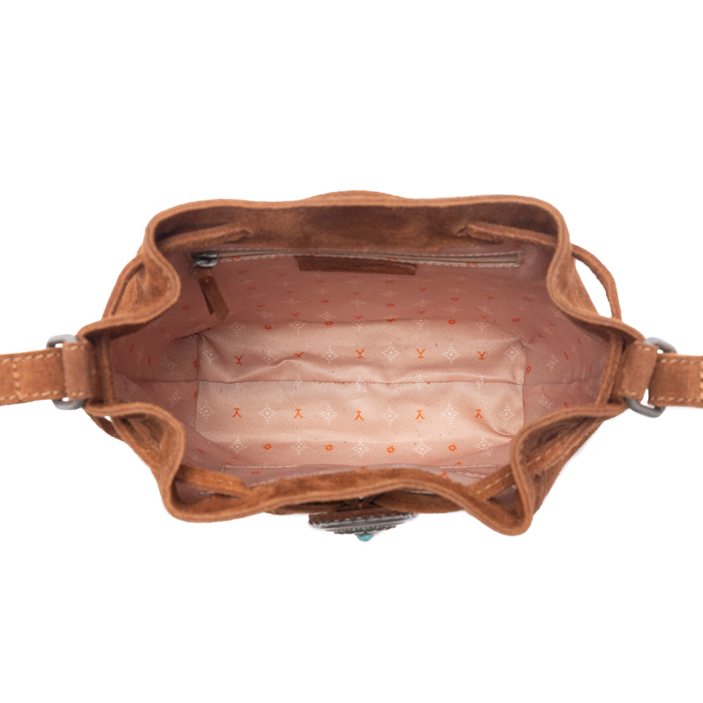 MYRA Yellowstone Sundown Ember Suede Leather Bucket Bag