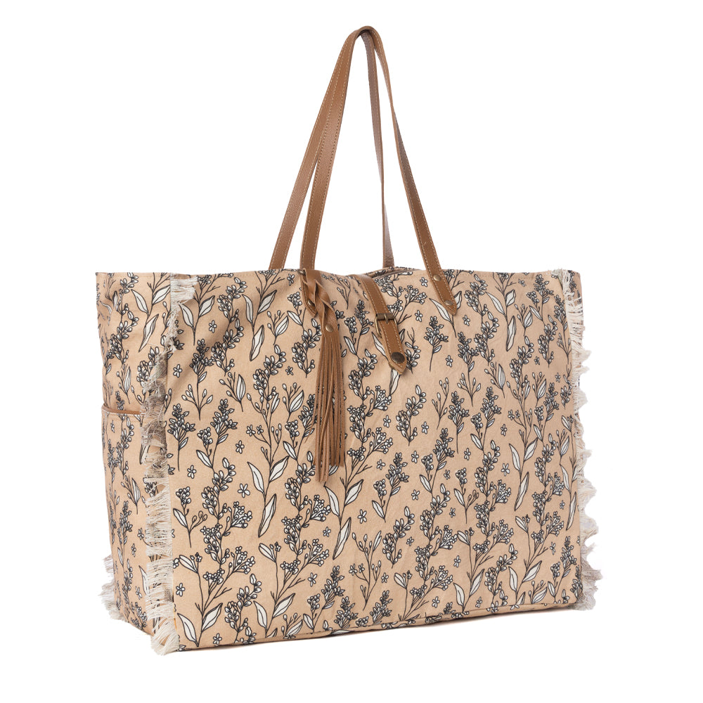 MYRA Brookside Cotton & Leather Weekender Bag