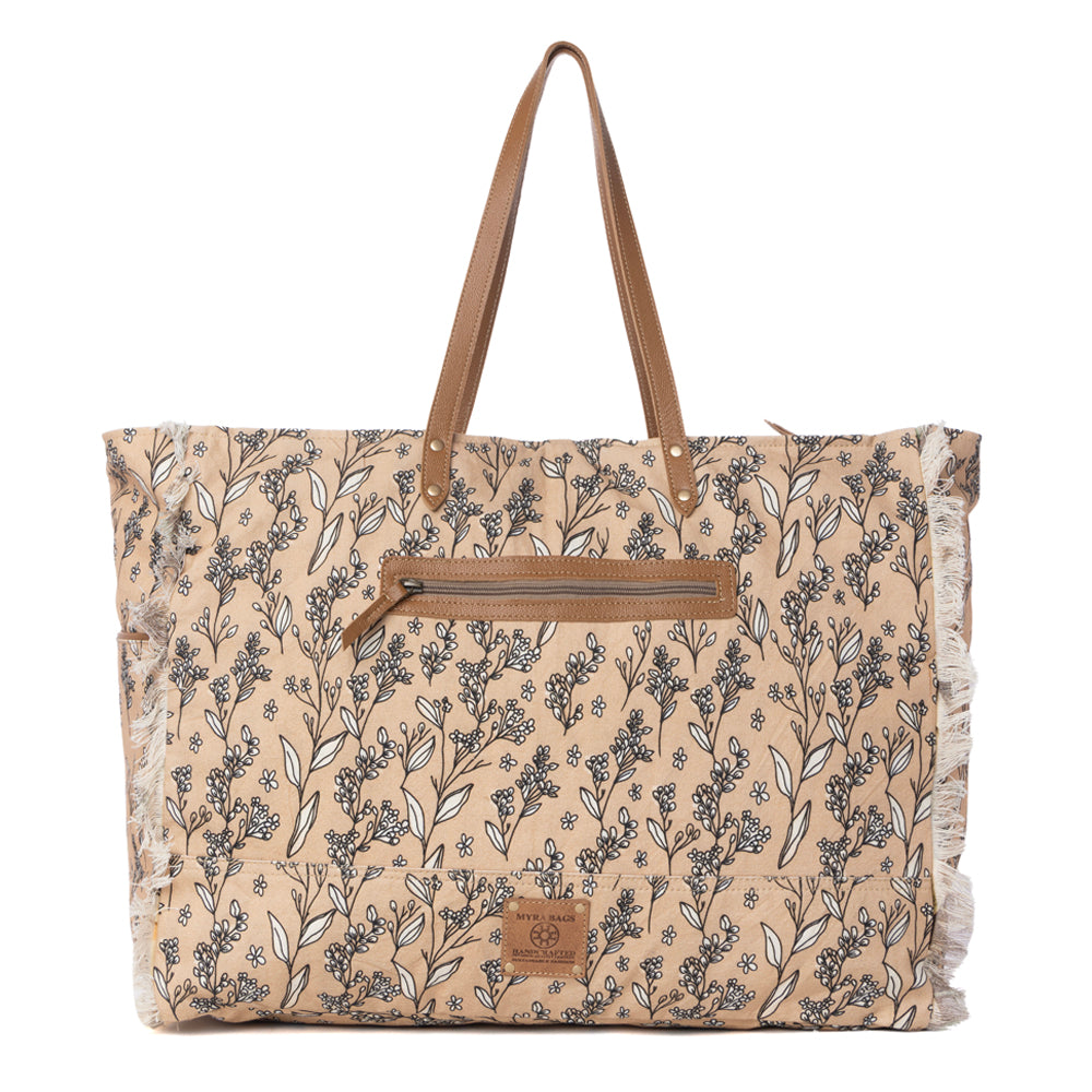 MYRA Brookside Cotton & Leather Weekender Bag