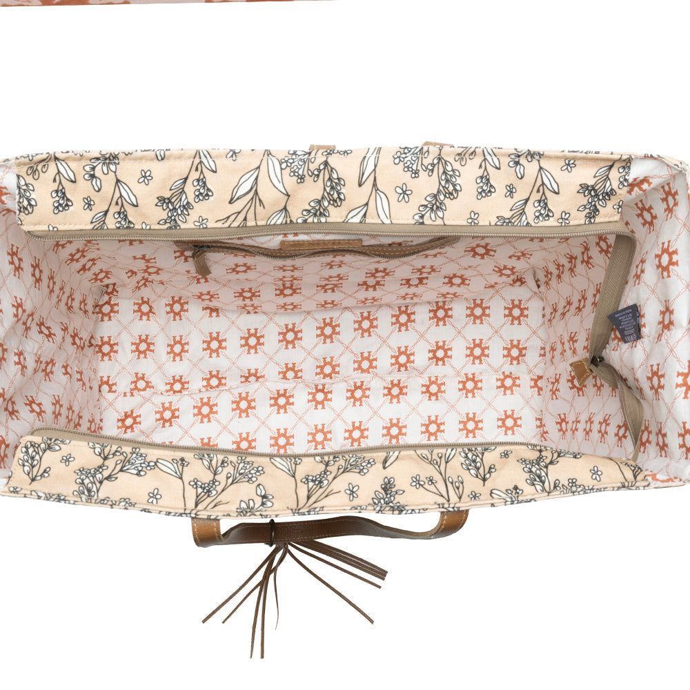 MYRA Brookside Cotton & Leather Weekender Bag