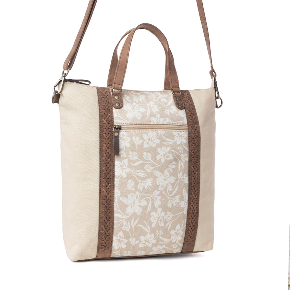 MYRA Sunfield Haven Cotton & Leather Tote Bag