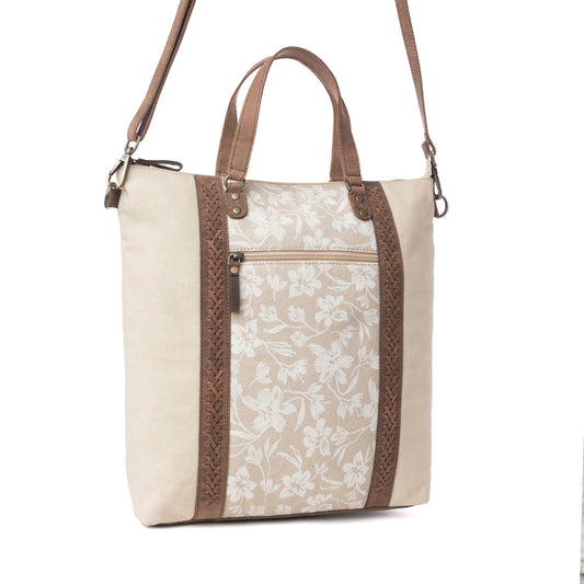 MYRA Sunfield Haven Cotton & Leather Tote Bag