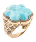 GENUINE Blue Turquoise Flower Golden Ring