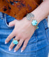 GENUINE Blue Turquoise Flower Golden Ring