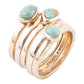 GENUINE Blue Turquoise Golden Stacking Ring Set