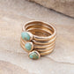 GENUINE Blue Turquoise Golden Stacking Ring Set