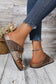 Coffee Two-tone Retro Buckle Straps Slippers