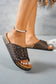 Retro Geometric Print Buckle Strap Flat Slippers